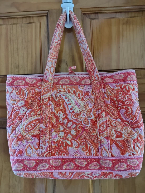 Vera Bradley Quilted Paisley Tote in Coral and Pink - Picture 2 of 4